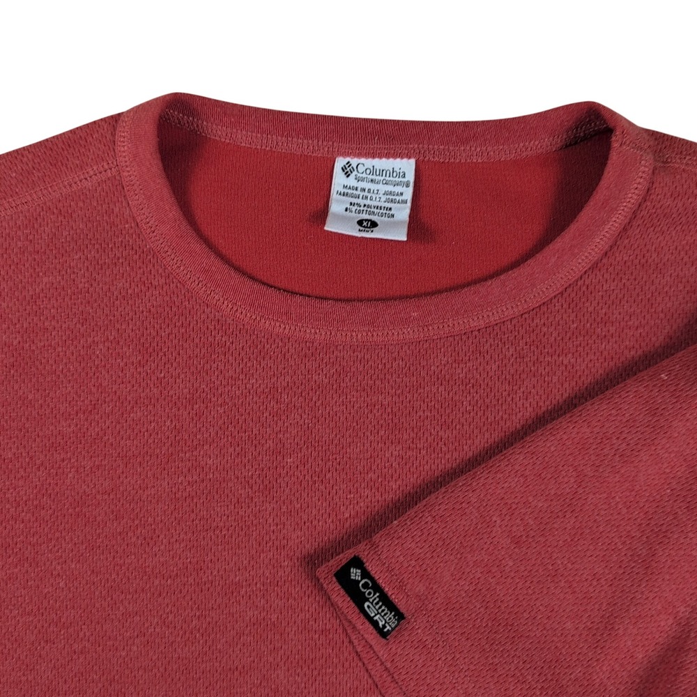 Columbia GRT Omni-Dry Waffle Knit T-Shirt XL Brick Red Short Sleeve Vintage Y2K